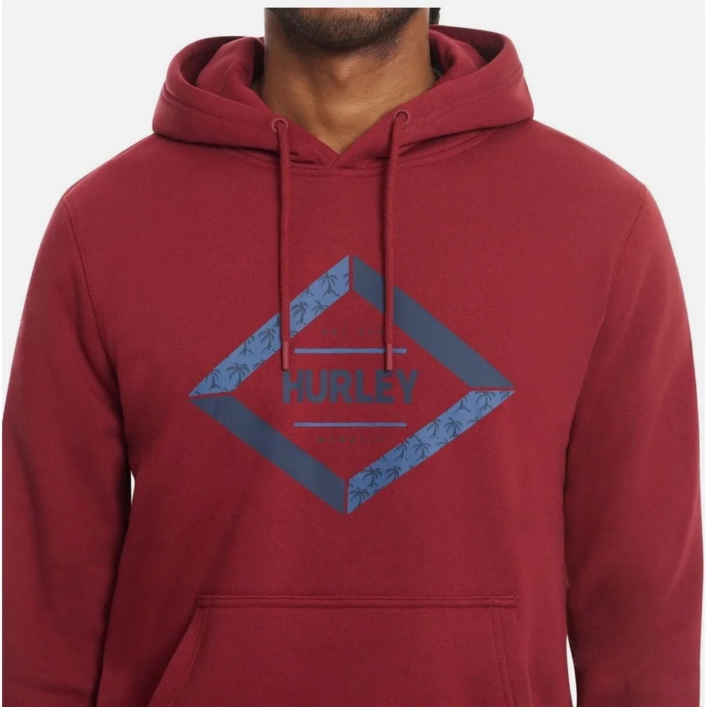 Hurley Men's Deep‎ Red Soft Graphic Hoodie Size Large
